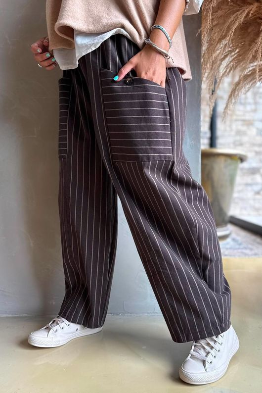 Burlington Stretch Button Pocket Barrel Pant Coffee Bean